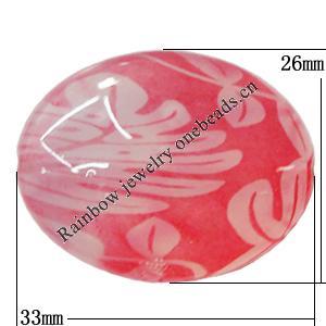 Watermark Acrylic Beads, Flat Oval 33x26mm Hole:2mm, Sold by Bag