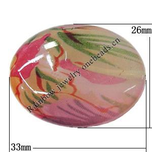 Watermark Acrylic Beads, Flat Oval 33x26mm Hole:2mm, Sold by Bag