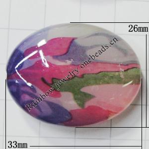 Watermark Acrylic Beads, Flat Oval 33x26mm Hole:2mm, Sold by Bag