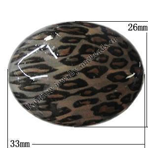 Watermark Acrylic Beads, Flat Oval 33x26mm Hole:2mm, Sold by Bag