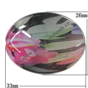 Watermark Acrylic Beads, Flat Oval 33x26mm Hole:2mm, Sold by Bag