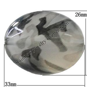 Watermark Acrylic Beads, Flat Oval 33x26mm Hole:2mm, Sold by Bag