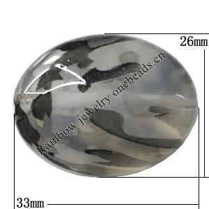 Watermark Acrylic Beads, Flat Oval 33x26mm Hole:2mm, Sold by Bag