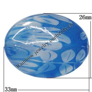 Watermark Acrylic Beads, Flat Oval 33x26mm Hole:2mm, Sold by Bag