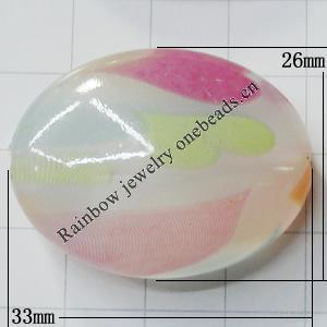 Watermark Acrylic Beads, Flat Oval 33x26mm Hole:2mm, Sold by Bag