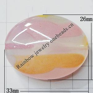 Watermark Acrylic Beads, Flat Oval 33x26mm Hole:2mm, Sold by Bag