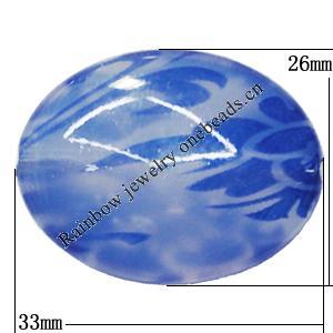 Watermark Acrylic Beads, Flat Oval 33x26mm Hole:2mm, Sold by Bag