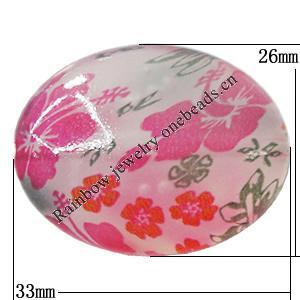 Watermark Acrylic Beads, Flat Oval 33x26mm Hole:2mm, Sold by Bag