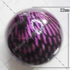 Imitate Animal skins Acrylic Beads, Round 22mm Hole:2mm, Sold by Bag