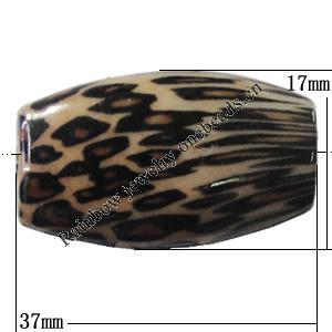 Imitate Animal skins Acrylic Beads, 37x17mm Hole:2mm, Sold by Bag
