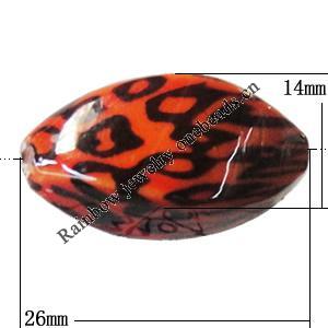 Imitate Animal skins Acrylic Beads, Faceted Oval 26x14mm Hole:2mm, Sold by Bag