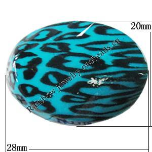 Imitate Animal skins Acrylic Beads, Flat Oval 28x20mm Hole:2mm, Sold by Bag