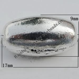 Bead Zinc Alloy Jewelry Findings Lead-free, Oval 17x9mm, Hole:2mm Sold by Bag