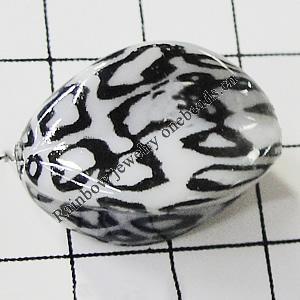 Imitate Animal skins Acrylic Beads, Faceted Twist Oval 23x15mm Hole:2mm, Sold by Bag