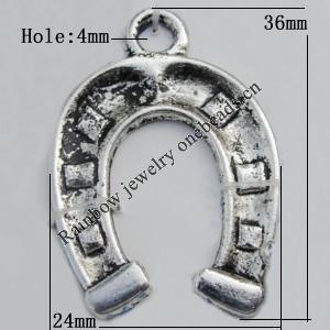 Pendant Zinc Alloy Jewelry Findings Lead-free, 24x36mm Hole:4mm Sold by Bag