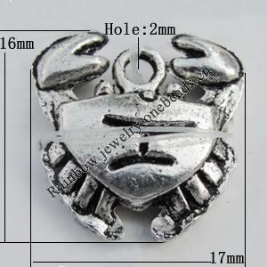 Pendant Zinc Alloy Jewelry Findings Lead-free, 17x16mm Hole:2mm Sold by Bag