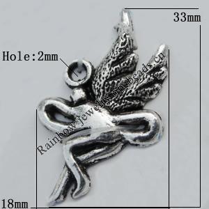 Pendant Zinc Alloy Jewelry Findings Lead-free, 33x18mm Hole:2mm Sold by Bag