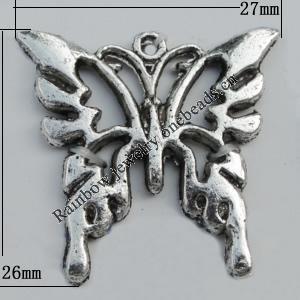 Pendant Zinc Alloy Jewelry Findings Lead-free, 27x26mm Hole:1mm Sold by Bag