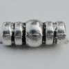 Bead Zinc Alloy Jewelry Findings Lead-free, Tube 13x7mm, Hole:2mm Sold by Bag