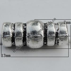 Bead Zinc Alloy Jewelry Findings Lead-free, Tube 13x7mm, Hole:2mm Sold by Bag