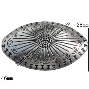 Bead Zinc Alloy Jewelry Findings Lead-free, 46x28mm,Thickness:11mm, Hole:4mm Sold by Bag