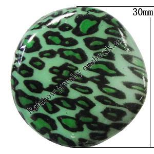 Imitate Animal skins Acrylic Beads, Twist Flat Round 30x30mm Hole:2mm, Sold by Bag
