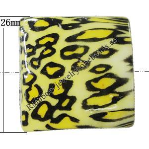 Imitate Animal skins Acrylic Beads, Square 26mm Hole:2mm, Sold by Bag