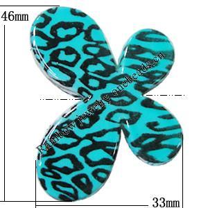 Imitate Animal skins Acrylic Beads, Butterfly 46x33mm Hole:2mm, Sold by Bag