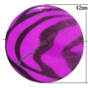 Imitate Animal skins Acrylic Beads, Flat Round 42mm Hole:2mm, Sold by Bag