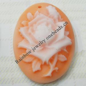 Cameos Resin Beads, No-Hole Jewelry findings, 28x37mm, Sold by Group