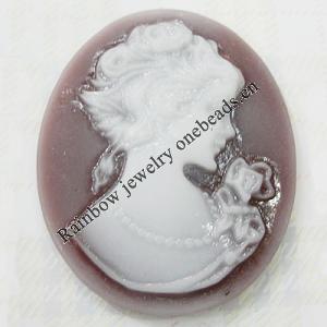 Cameos Resin Beads, No-Hole Jewelry findings, 38x46mm, Sold by Group
