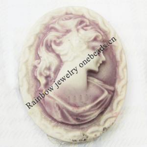 Cameos Resin Beads, No-Hole Jewelry findings, 32x42mm, Sold by Group