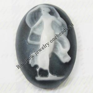 Cameos Resin Beads, No-Hole Jewelry findings, 18x24mm, Sold by Group