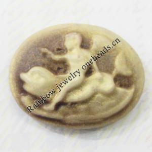 Cameos Resin Beads, No-Hole Jewelry findings, 14x18mm, Sold by Group