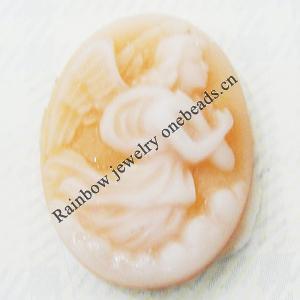 Cameos Resin Beads, No-Hole Jewelry findings, 16x17mm, Sold by Group