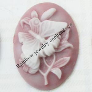 Cameos Resin Beads, No-Hole Jewelry findings, 30x40mm, Sold by Group