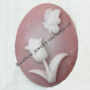 Cameos Resin Beads, No-Hole Jewelry findings, 30x40mm, Sold by Group