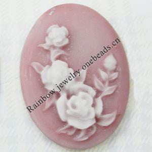 Cameos Resin Beads, No-Hole Jewelry findings, 30x40mm, Sold by Group