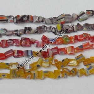 Millefiori Glass  Gravely  Beads Mix color, 5x5mm Sold per 31-Inch Strand
