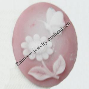 Cameos Resin Beads, No-Hole Jewelry findings, 30x40mm, Sold by Group