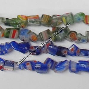 Millefiori Glass Gravely  Beads Mix color, 5x5mm Sold per 31-Inch Strand