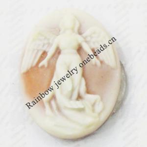 Cameos Resin Beads, No-Hole Jewelry findings, 18x23mm, Sold by Group