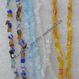 Mixed with Millefiori Glass and Cat Eyes beads Gravely, 5x5mm Sold per 31-Inch Strand