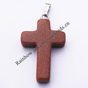 Gold Sand stone Pendant, Cross 16x24x5mm, Sold per pkg of 100