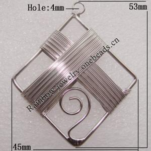 Iron Thread Component Handmade Lead-free, 53x45mm Hole:4mm Sold by Bag
