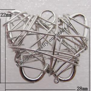 Iron Thread Component Handmade Lead-free, 22x28mm Sold by Bag