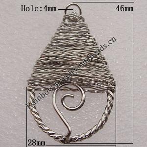 Iron Thread Component Handmade Lead-free, 46x28mm Hole:4mm Sold by Bag
