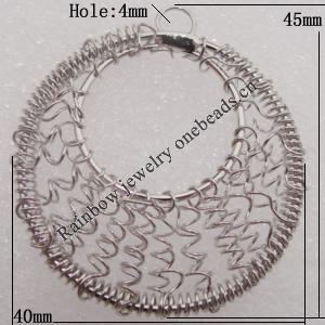 Iron Thread Component Handmade Lead-free, 45x40mm Hole:4mm Sold by Bag