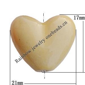 Ceramics Jewelry Beads, Heart 17x21mm Hole:2mm, Sold by Group