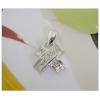 Sterling Silver Pendants platina plating, Cross with Zircon 19.7x13.8mm, Sold by PC